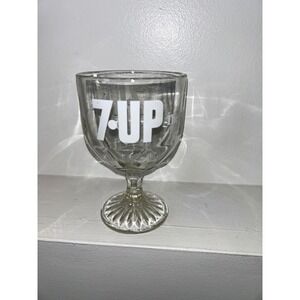 Vintage 7UP The Uncola Glass Goblet Pedestal Chalice Soda Advertising Clear